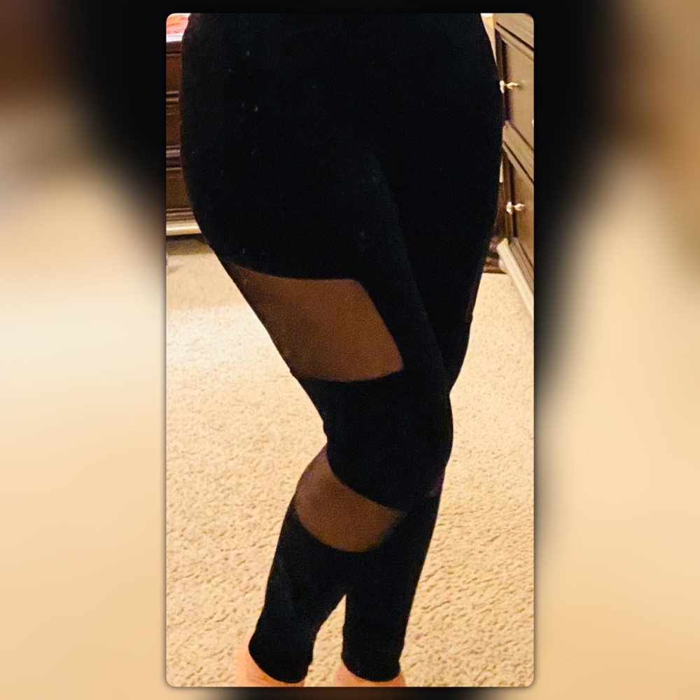 Cutout see-through leggings.